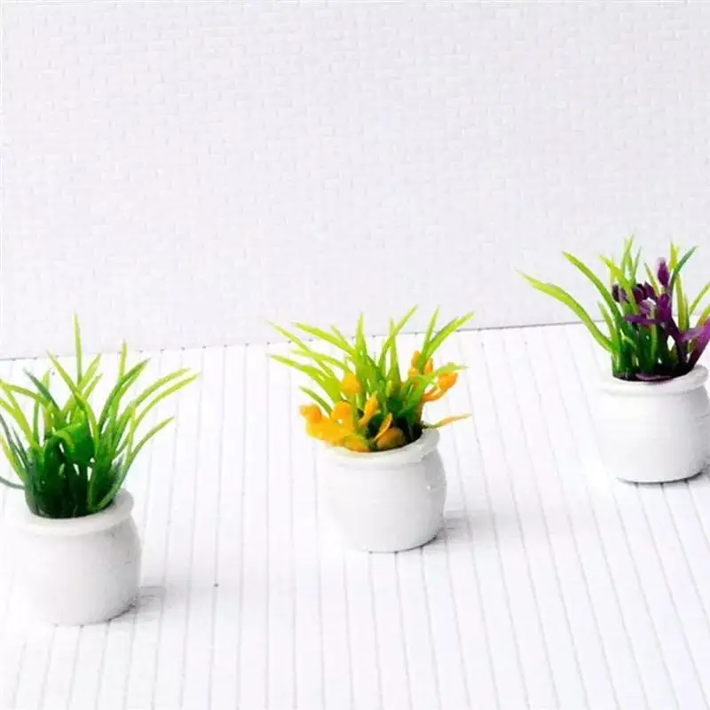

3-5cm Mini Potted Flowerpot Flowers And Green Plants Landscape Construction Garden Material Building Props Table Layout San C6X2
