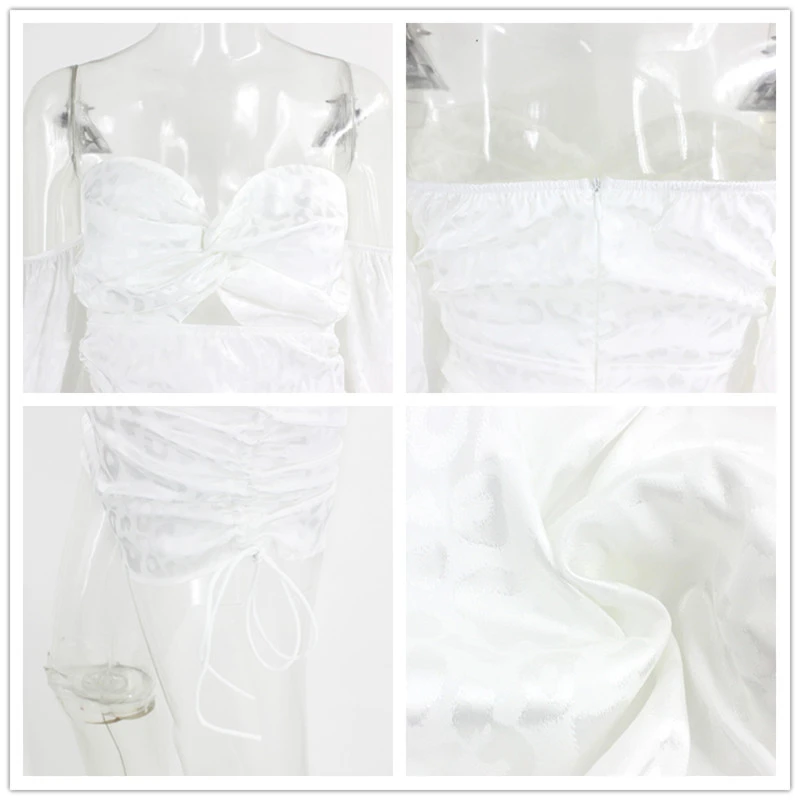 Fuedage летнее Сексуальное Женское Платье белое платье с вырезами и бантом в горошек