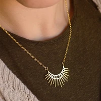new ladies necklace fashion sun ray pendant necklace golden crescent shaped jewelry accessories