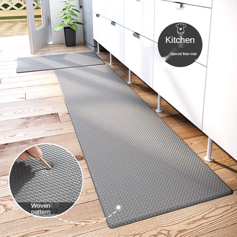 

Nordic PU Leather Solid Color Rectangular Non-slip Kitchen Mat Waterproof and Oil-proof Corridor Aisle Oil-absorbing Pvc Carpet