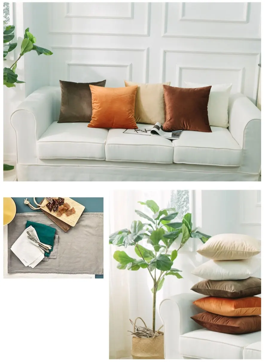 Nordic Style Velvet Pillowcase Simple Solid Throw Cushion Covers Square Pillow Cover for Bedroom Sofa Living Room Decoration