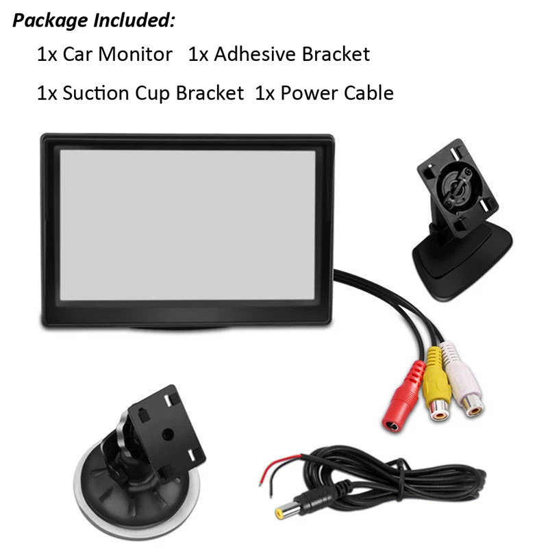 YuanTing 5 Inch TFT LCD Car Color Rear View Monitor Screen 12-24V for Parking Backup Camera with 2 Optional Bracket | Автомобили и