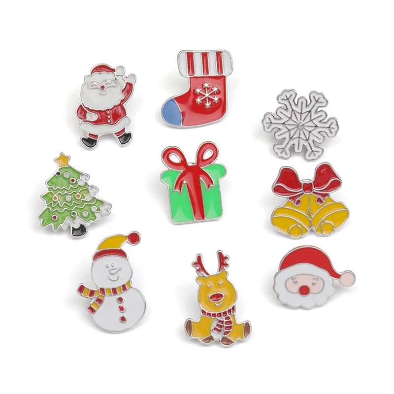 

рождествоCartoon Merry Christmas Brooches Santa Claus Snowman Bells Elk Christmas Gift Clothes Jewelry Accessories