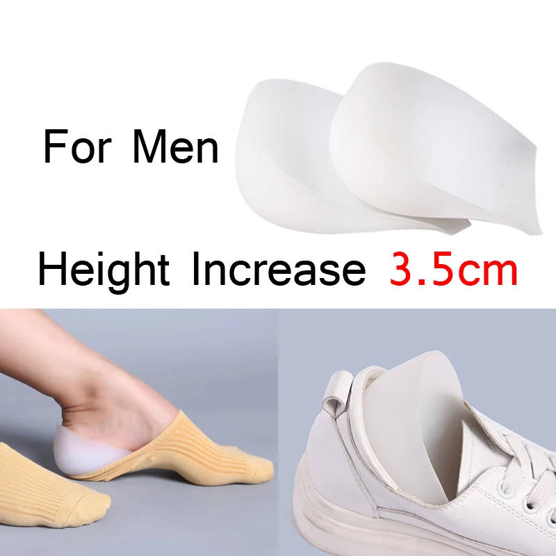 for men 3.5cm 1 пара невидимые силиконовые увеличивающие стельки высотный Лифт массажные мягкие ножки наполнитель подушки увеличивающие колодки для женщин и мужчин пятки носки - Цвет: for men 3.5cm