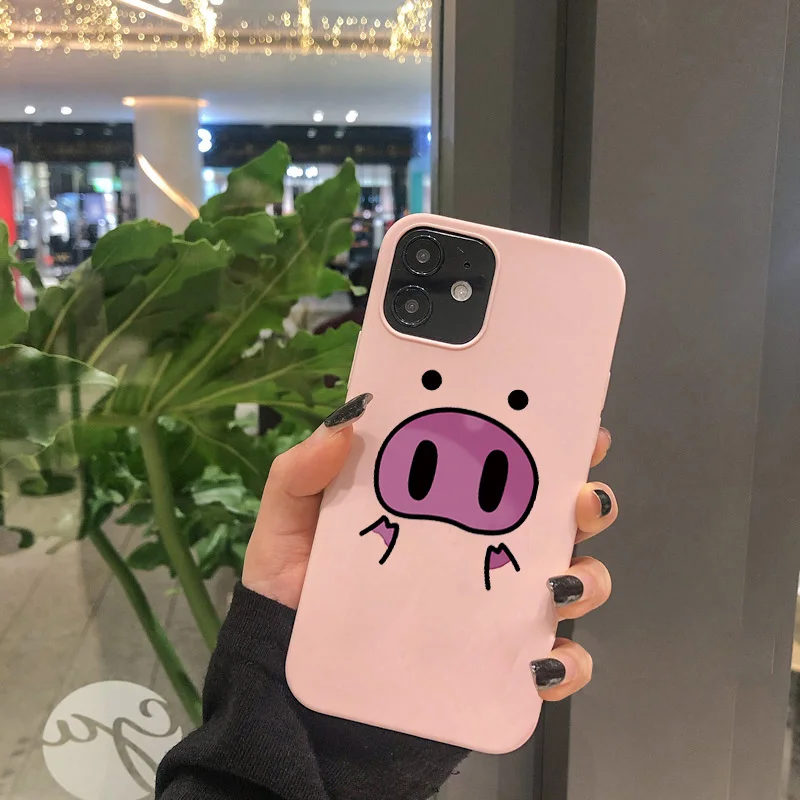 

Phone Case for iphone 11 12 13 Pro Max For iPhone X XS MAX XR 6s 7 8 Plus SE 2020 Soft Silicone Pink Cartoon Pig Cover Shell