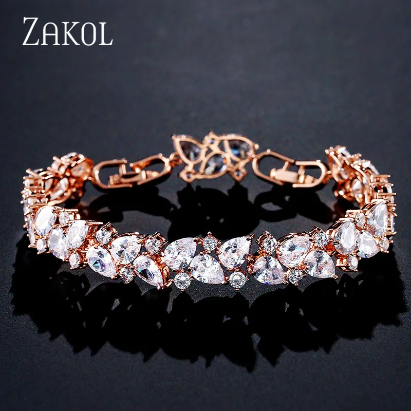 ZAKOL Роскошный Белый Цвет капли воды кластер AAA+ кубический цирконий Модный комплект ювелирных изделий для невесты свадебные украшения Drees FSSP156