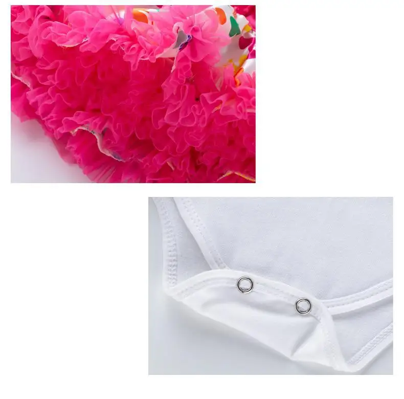 

2021 Newborn Baby Girl's Suit Cartoon Leaf Digital Print Short-sleeved Bodysuit Rose Red Skirt Birthday Party Clothing