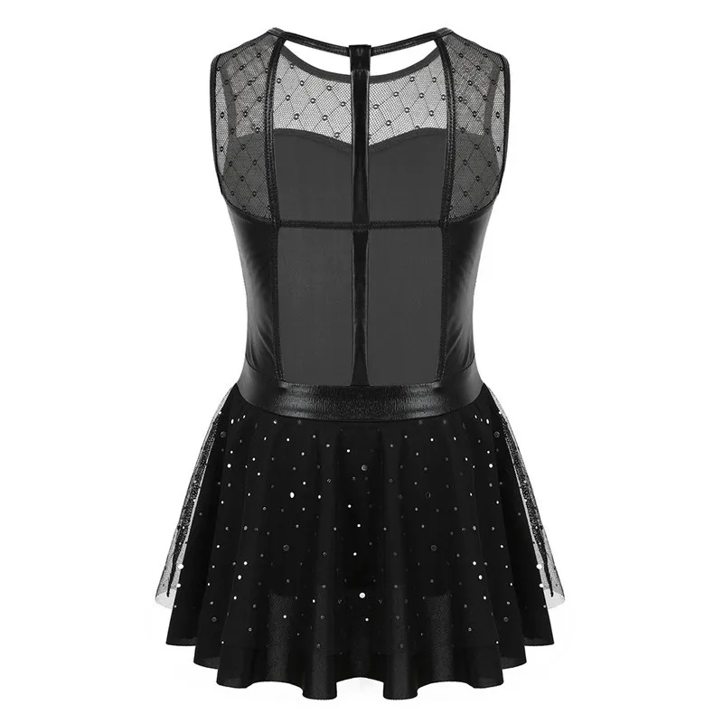 Балетное платье для девочек-подростков блестящее металлическое Сетчатое без