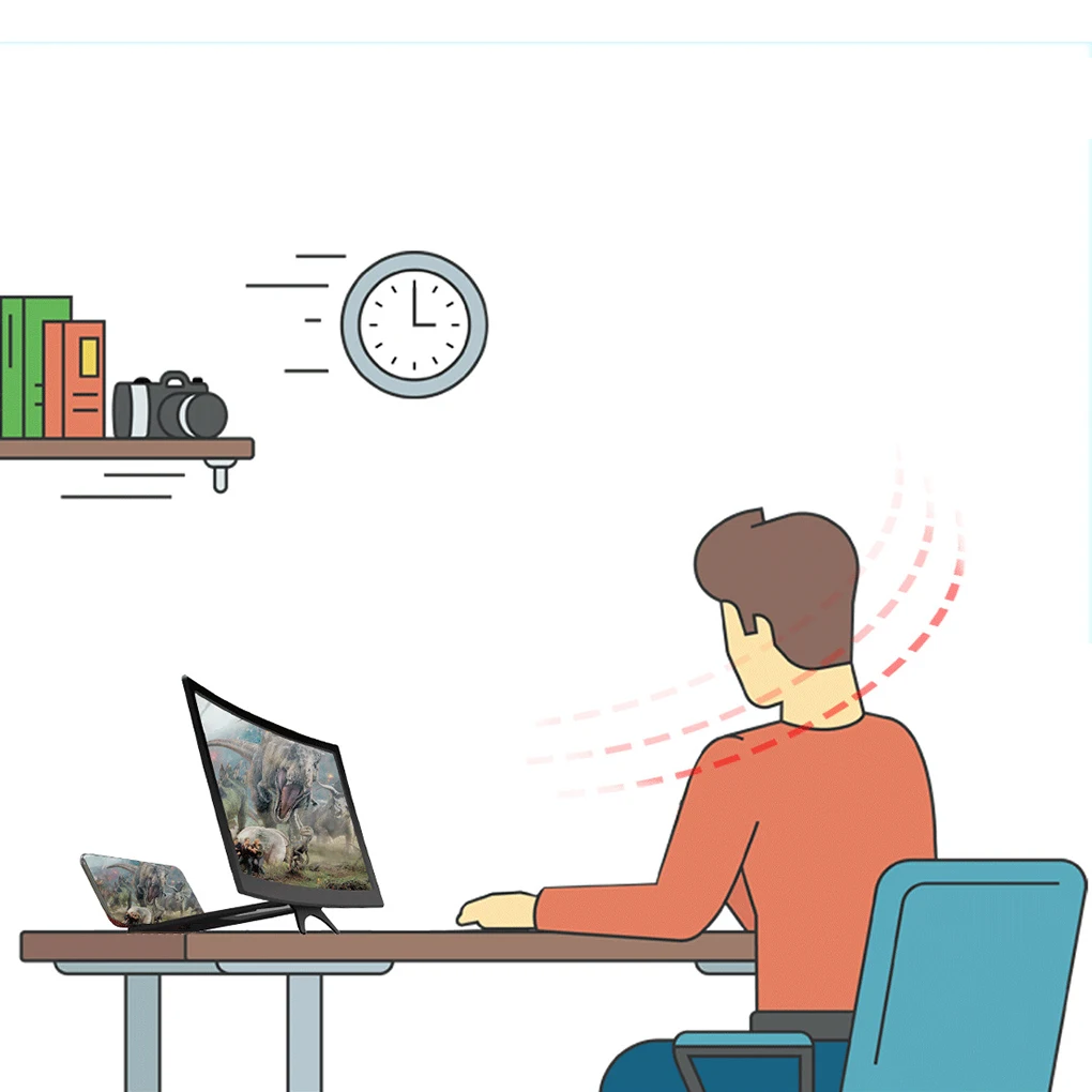 12 inch mobile phone hd screen video magnifier folding curved enlarged hd movie amplifying projector stand bracket with speaker free global shipping