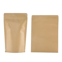 stand up food package 100pcs zipper reusable kraft paper bags inner aluminium foil zip lock biscuits pouch dried fruits packing