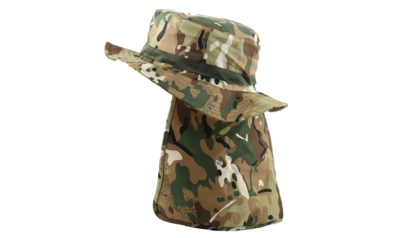 Тактические камуфляжные шапки Boonie, непальская Кепка, шапка-ведро, Военная Мужская армейская Военная Кепка для пешего туризма, рыбалки, с закрылками, UV UPF50