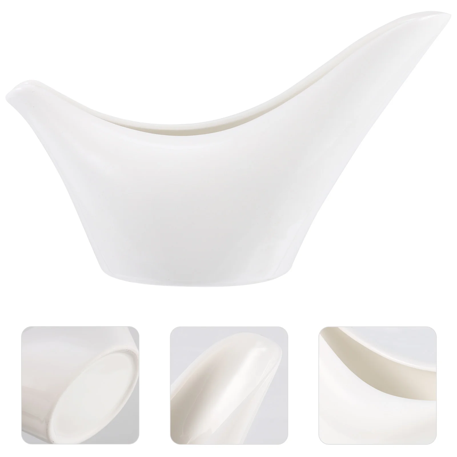 

1Pc Ceramic Gravy Boat Porcelain Sauce Boat White Cup Storage Container