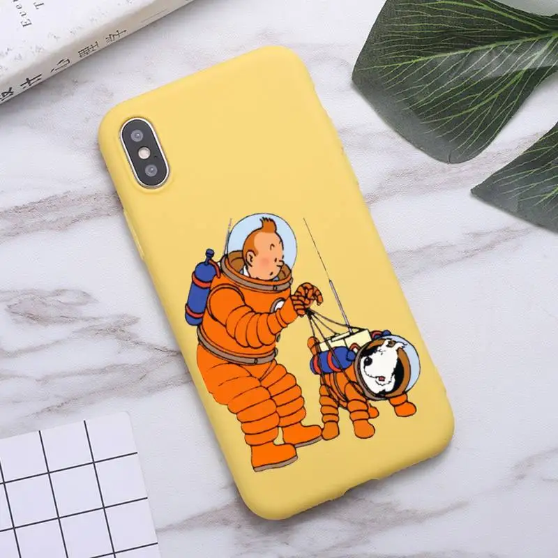 

The Adventures of Tintin cartoon Phone Cases Candy Color for iPhone 6 7 8 11 12 s mini pro X XS XR MAX Plus