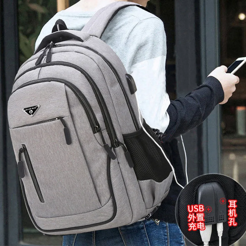 

Large Capacity Backpack Men Laptop 15.6 Oxford Black Solid High School Bags Teen College Student Back Pack Multifunctional Bolso