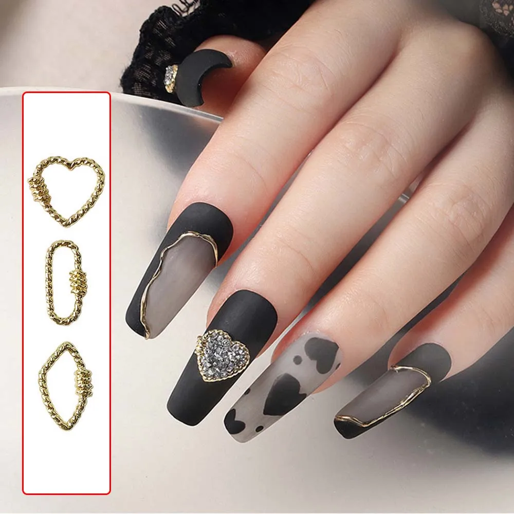 

Heart 3D Nail Art Decoration Ultra-thin Metal Stud Nail art Rivet Decal Charms DIY Nails Accessories