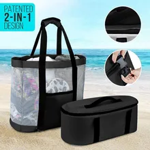 Outdoor Camping Beach Mesh Tote Bag With Detachable Cooler Bag Packing Organizer Multifunctional Waterproof Backpack Storage Bag