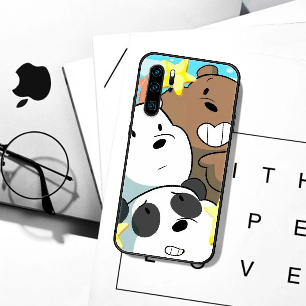 

Cartoon Bare Ice Bear Panda Cute Phone Case For Huawei P Mate 10 20 30 40 Pro Lite Smart 2019 2021 black Cover Luxury Waterproof