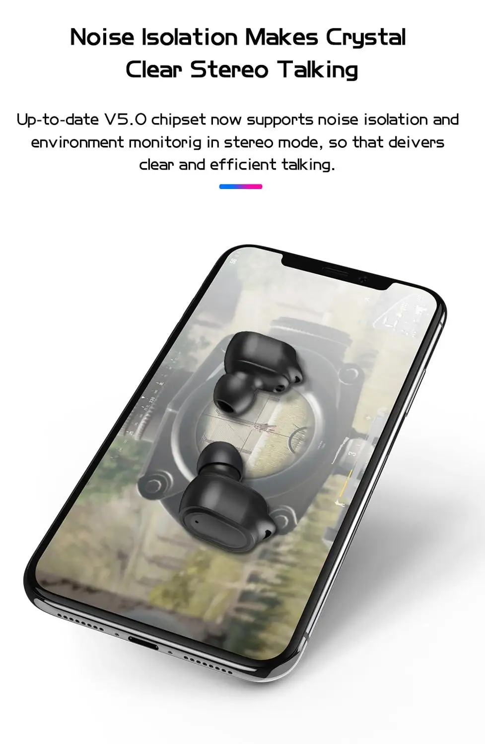 TWS Bluetooth 5 0 наушники с двумя ушами мини беспроводные HI FI Встроенный микрофон