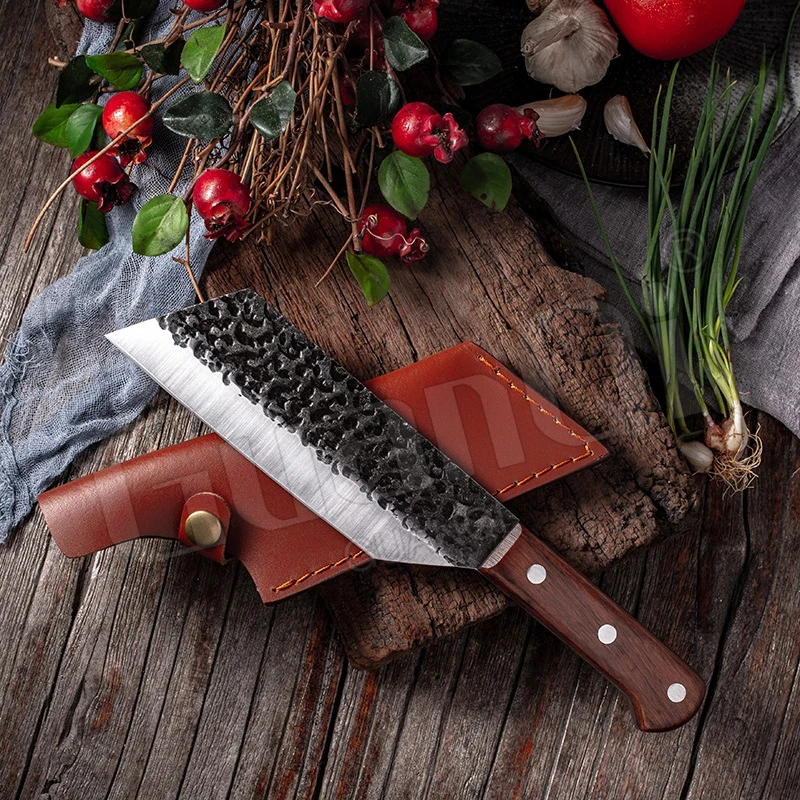 

Forged Handmade Chef Knife for Meat Bone Fish Vegetables Stainless Steel Slicing Cleaver Butcher Knife Hunting Camping Knife
