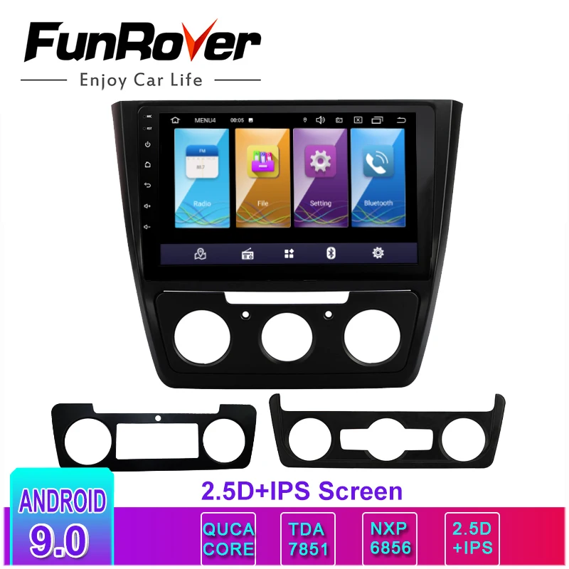 Funrover 2.5D + IPS 2 din Автомобильный Радио Мультимедийный DVD плеер 10 1 &quotAndroid 9 0 gps для Skoda