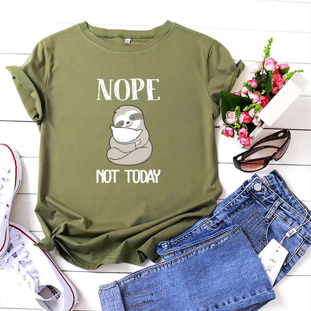 

JFUNCY 100% Cotton Women Tshirts Summer Loose Tee Shirt Plus Size Short Sleeve T-shirt New Cartoon Print Woman Tops