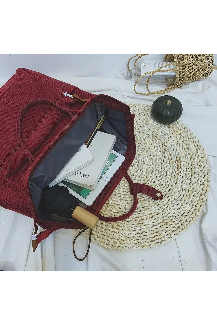 Вельветовые Рюкзаки Женские школьные сумки для подростков девочек Mochila большой емкости повседневные дорожные рюкзаки женский рюкзак
