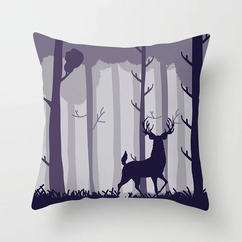 

Fuwatacchi Christmas Deer Cushion Cover Black Red White Deer Head Pillow Cover For Decor Sofa Chair Decorative Pillowcases