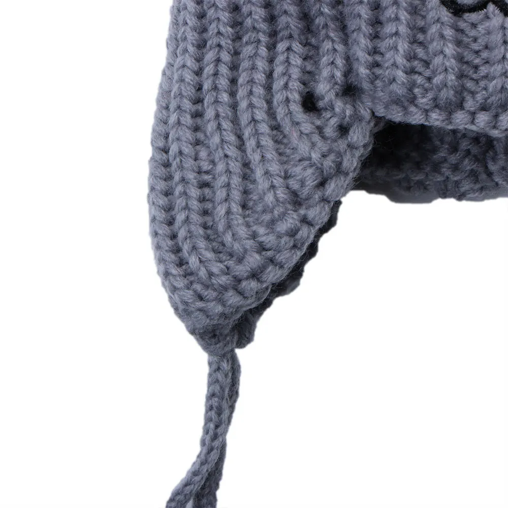 Детская вышивка мультяшного кота Beanie Зимняя Толстая вязаная теплая мягкая шапка с двойным помпоном для мальчиков и девочек, Кепка с ушами, шапочка для малышей