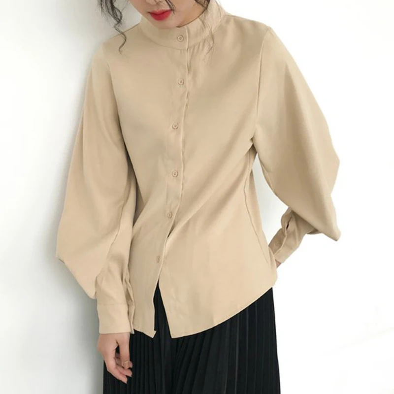Женская винтажная блузка Sungtin с рукавами-фонариками Офисная шифоновая рубашка