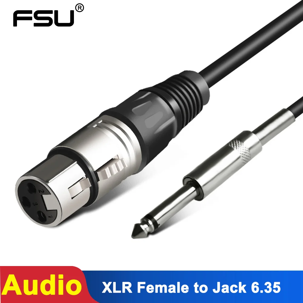 FSU-Cable de micrófono XLR hembra a Jack, conector macho de 6,35mm, Cable...