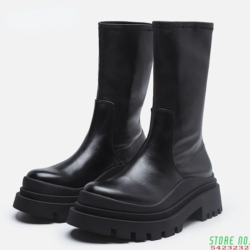 

Женские ботильоны Новинка Ботинки Челси из натуральной кожи осень-зима на массивном каблуке на платформе модная женская обувь короткие бот...