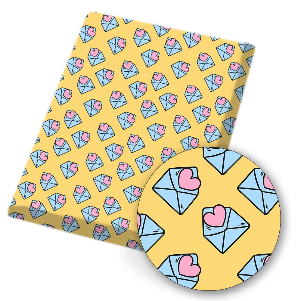 

Polyester Cotton Fabric Valentine's Day Love Letter Printed Fabric Sewing Cloth Home Textile Garment Material 80g/pc 45*145cm