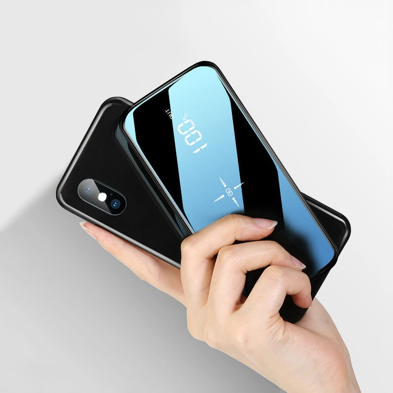 hot 50000mah power bank wireless mirror digital display fast charging portable outdoor travel emergency phone charger for xiaomi free global shipping