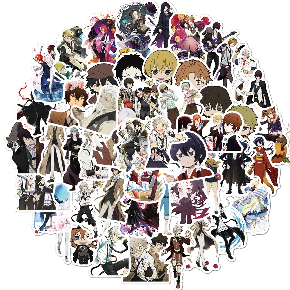 

10/50/100Pcs/Set Anime Stickers Bungou Stray Dogs Japan Decal Laptop Skateboard Suitcase Luggage Cartoon Kid Gifts Toys Sticker