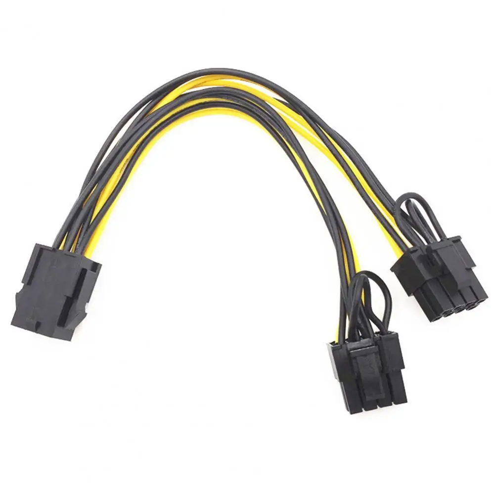 

20cm 6Pin to Dual 8Pin Power Extension Cable Durable Graphics Card Power Cord Adapter for Computer PC