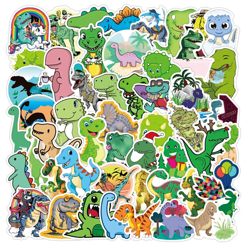 

10/30/50 PCS Green Cute Little Dinosaur Doodle Children Graffiti Sticker For Notebook Fridge Phone Luggage Helmet Guitar Toy
