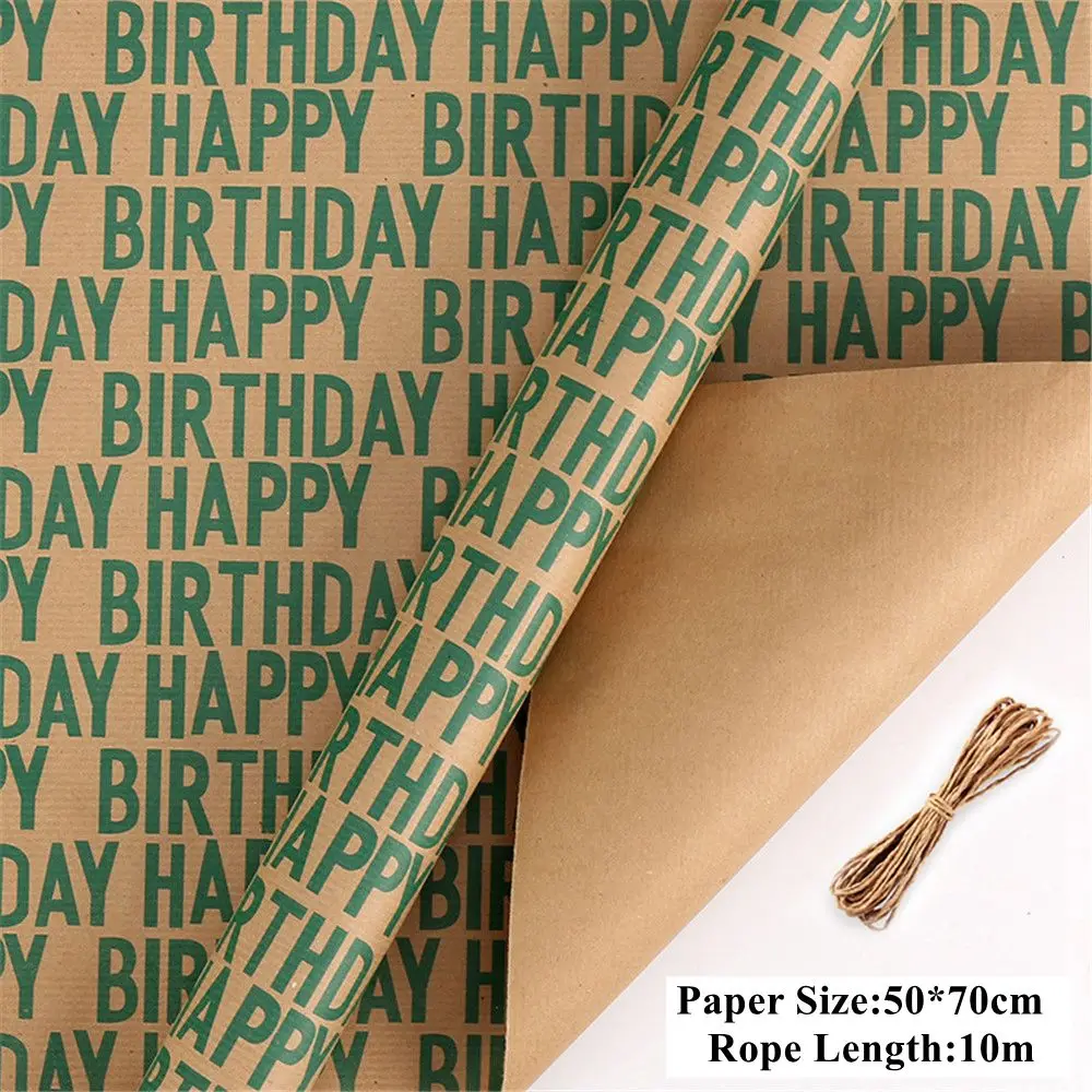 Новая оберточная бумага для подарков на день рождения коричневый крафт-декор