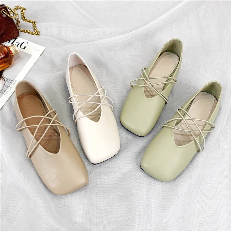 

Spring 2021 new retro flat grandma shoes women's head shallow mouth Korean version of Joker soft bottom Mary Jane shoes