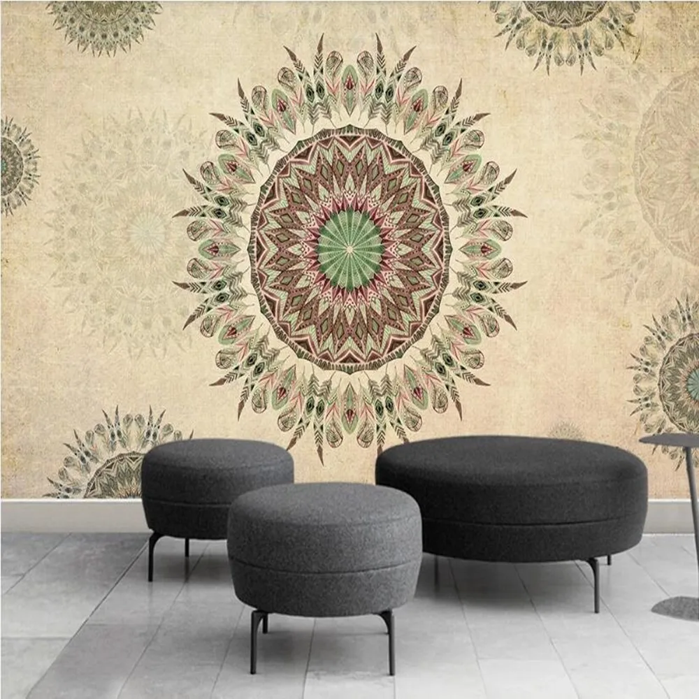 Пользовательские 3D Американский перо диск Ретро ТВ диван спальня фон обои