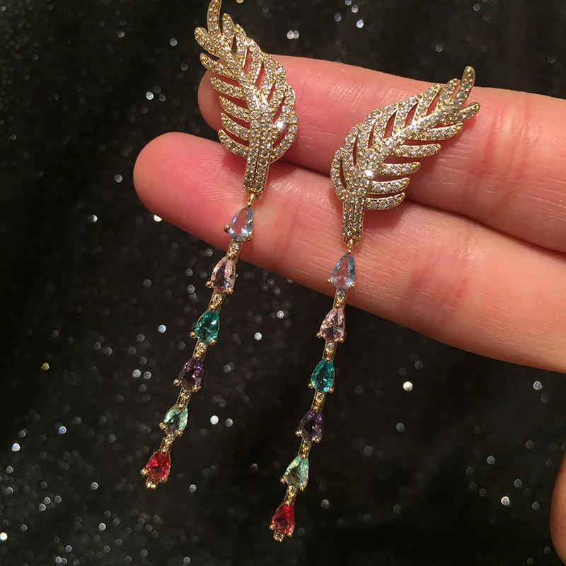 Женские корейские серьги капельки Bilincolor модные милые с фианитами в форме