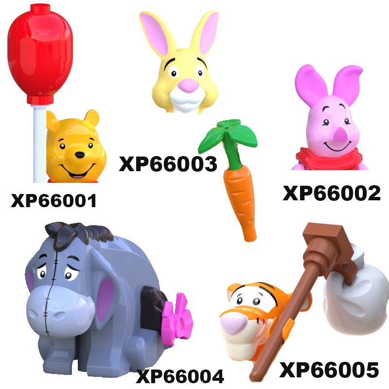 

New Arrival Anime Character Series Pooh toys Bear Tigger Rabbit Pig Buliding Block Bricks Mini Action Figures Head Toy for Kid