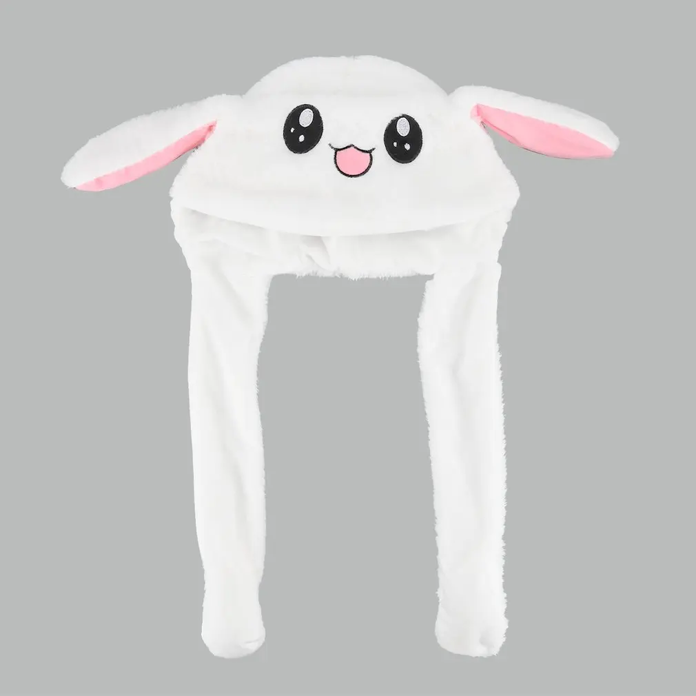 

2021 Kids Cute Plush Rabbit Pinching Bunny Ear Hat Can Move Airbag Cap Toy Gift for Kids Girls Girlfriend Women Accessories
