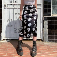 emo mall goth punk black summer midi skirts harajuku e girl high waist aesthetic alt clothes grunge sexy long skirt