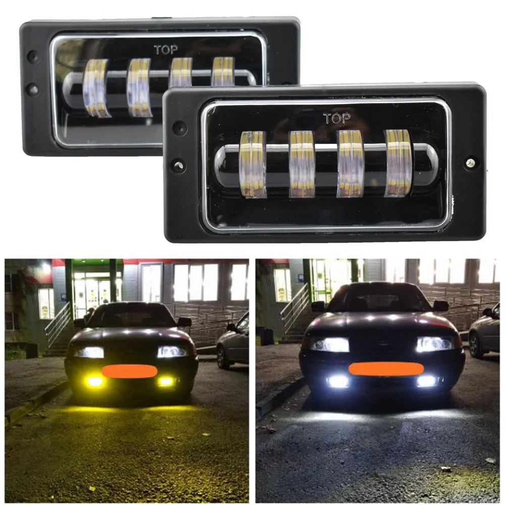 

Led DRL car driving lamp, white and amber fog lamp, angel eye, suitable for 2114-2110, Kamaz, , Chevrolet, 2 pieces.