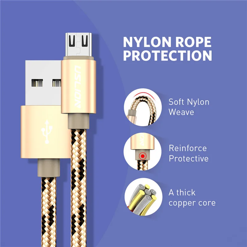 Кабель Micro USB USLION для xiaomi redmi note 5 pro 4x кабель быстрой зарядки и передачи данных