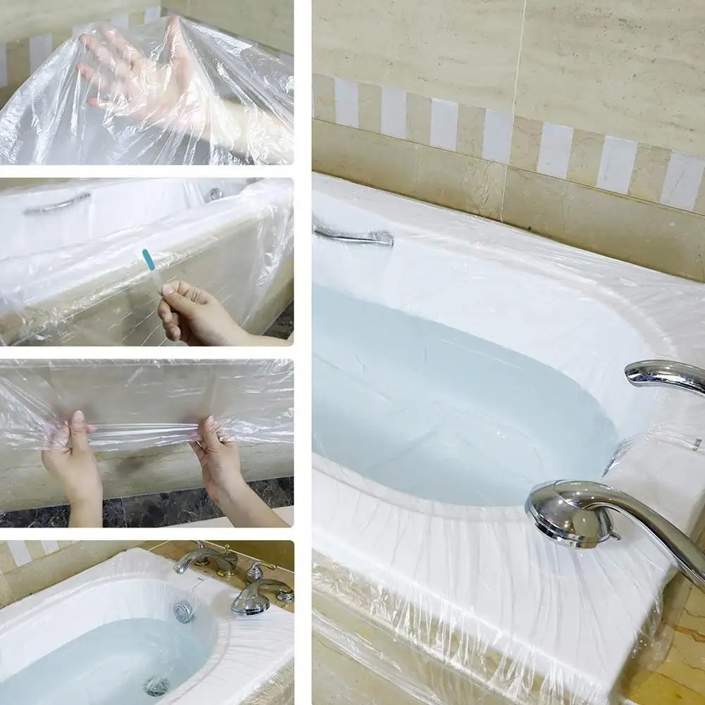

1Pcs Disposable Leakproof Thickened Bathtub Cover Bag Family Hotel Bath Tub Clear Film Bag Home Accessories SPA Salon Skin Care