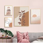 Художественные картины для гостиной домашний интерьер Декор терракотовый Бохо Солнце Луна растения постеры Геометрическая Картина на холсте стены