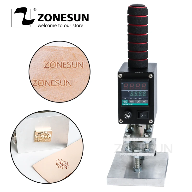 

ZONESUN Portable Hot Foil Stamping Machine Leather Embosser Embossing Machine Branding Mark Logo Pressing Machine Hot Transfer