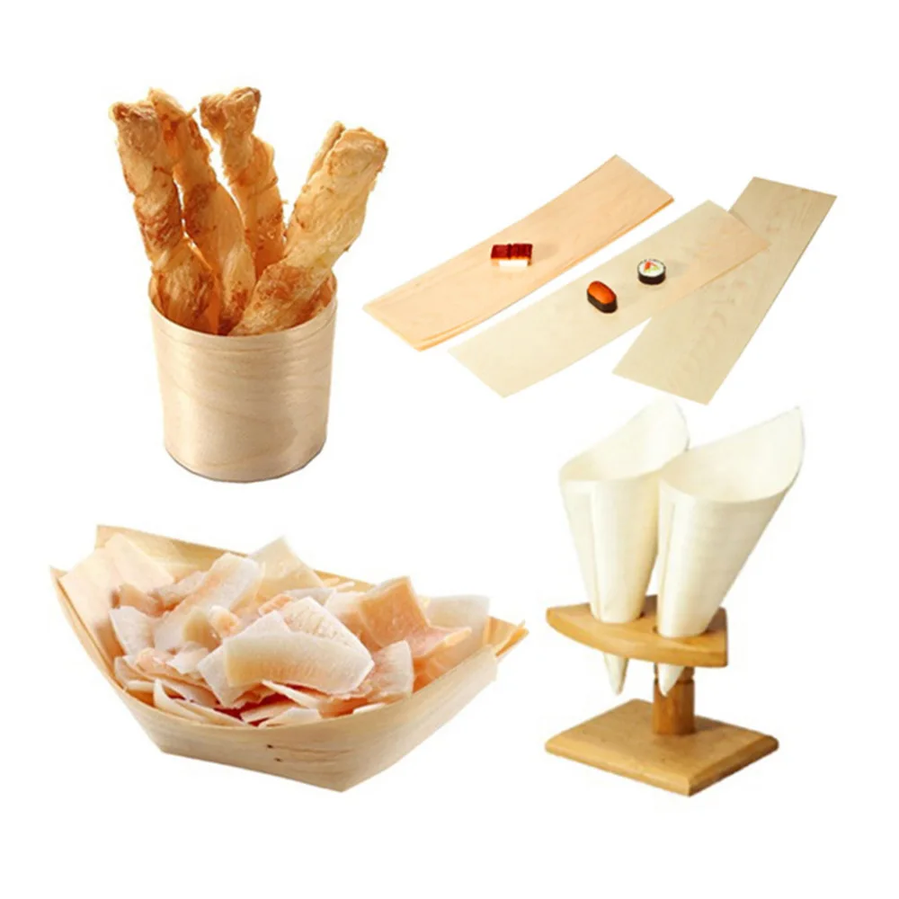 

25pcs Disposable Wood Appetizer Cones Ice Cream Cups for Party Foods Snacks Nibbles (12*9cm)