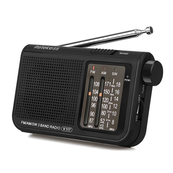 RETEKESS V117 радио портативный AM FM Небольшой Аварийный транзистор радио приемник коротковолновой батареи питание тюнер приемник для старшего